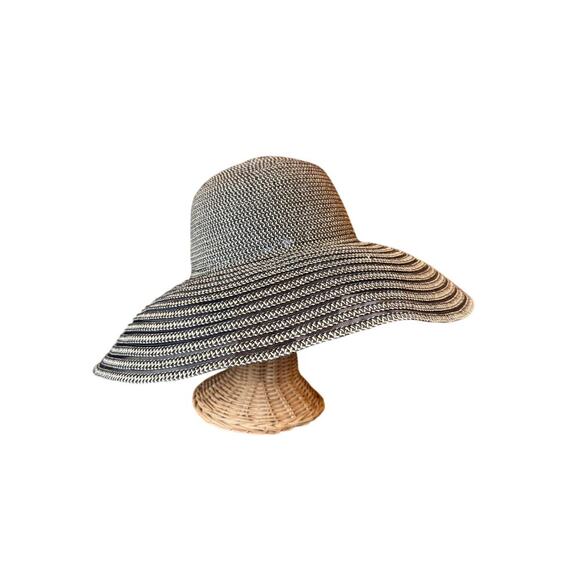 Daniele Meucci Black and Tan Paper Straw Sun Hat Women's One Size - Picture 2 of 12